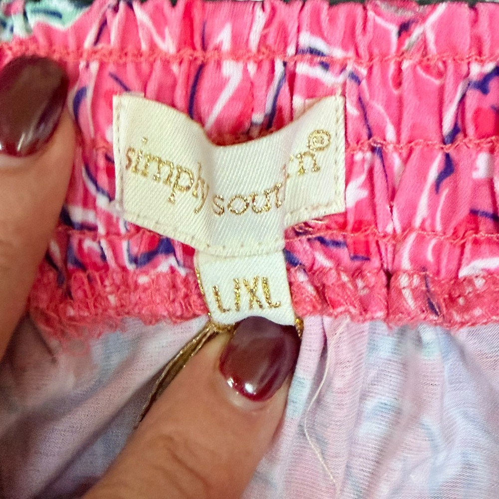 Simply Southern Shorts L/XL Pink Blue Pull On Tassels Beachy Resort Vacation NWT - Picture 7 of 9
